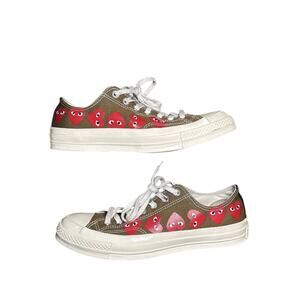 Converse x Comme des Garçons Play Chuck 70 Low Top Multi Heart Men 6 Khaki Green